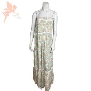 TIARE HAWAII Tiered Crochet Square Neck Maxi Dress